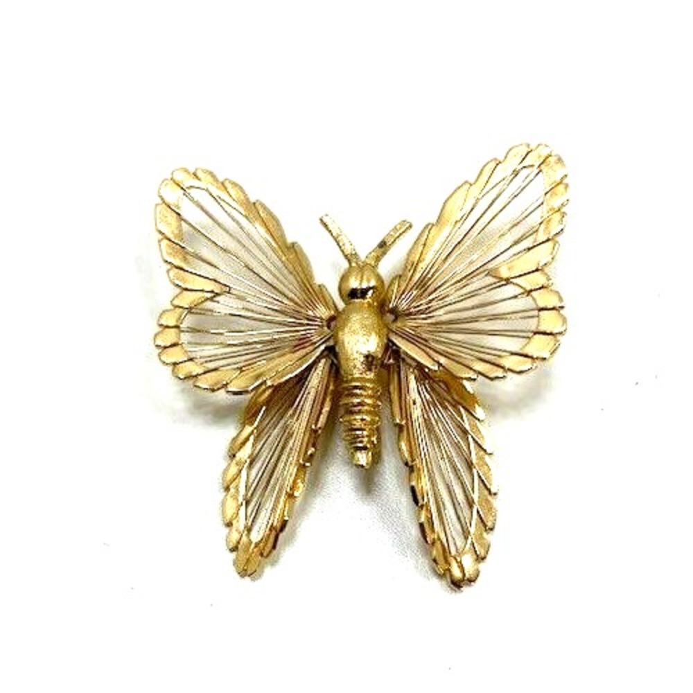 Vintage Monet Butterfly Brooch Pin Gold-tone Jewelry Estate Fashion